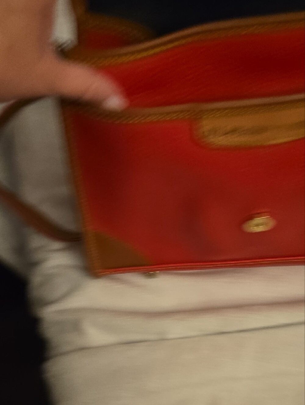 Dooney & Bourke Red Leather Satchel/Purse Set with Brown Trim - Picture 15 of 15